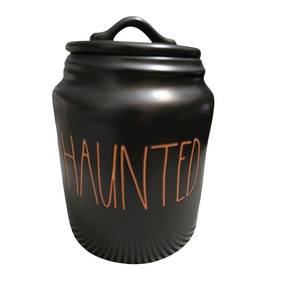 NWT Rae Dunn Halloween Haunted Canister Black Orange